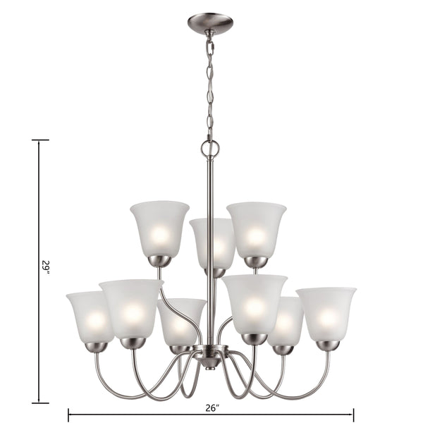 Thomas Lighting Conway Three Light Chandelier with Opaque Glass Shades for Traditional Dining Rooms Nickel 29 inches 1209CH/20