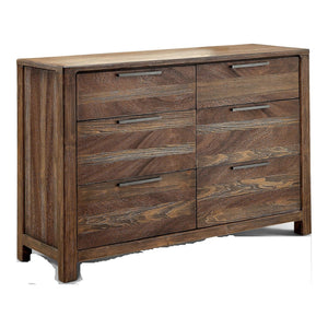 English Elm Contemporary Rustic Tone 1pc Dresser with Felt-Lined Top Drawers, Ball-Bearing Glides, Black Pulls, Bedroom Chic Natural,Rustic 59 L x 22 W x 40 H B2741P402819