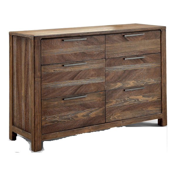 English Elm Contemporary Rustic Tone 1pc Dresser with Felt-Lined Top Drawers, Ball-Bearing Glides, Black Pulls, Bedroom Chic Natural,Rustic 59 L x 22 W x 40 H B2741P402819