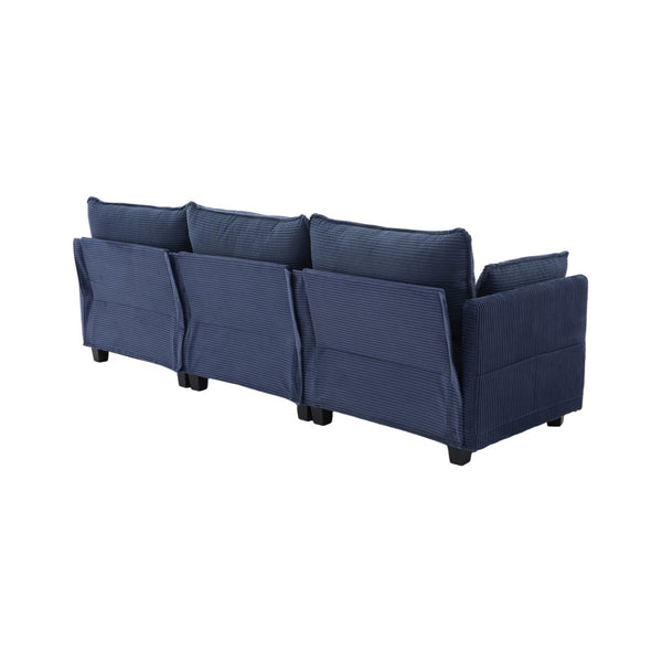 English Elm United We Win Modular Corduroy Sectional with Ottoman Low Profile Living Room Couch Navy W1568S00261
