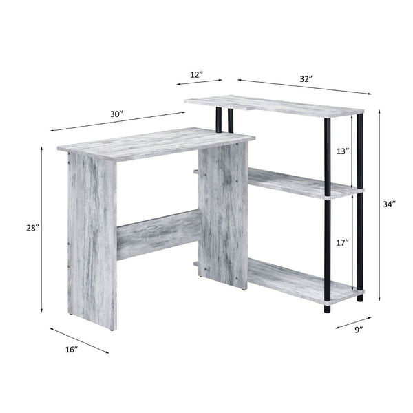 English Elm Rectangular Writing Desk With Integrated Side Shelf, Antique White & Black - Stylish & Functional B016P311334-GIGA