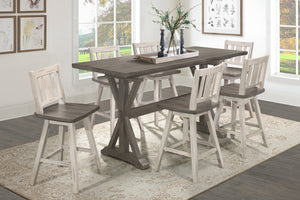 English Elm Rustic Amsonia 72" Distressed Gray Counter Height Dining Table Solid Rubberwood Sturdy Base Finish B011P194919