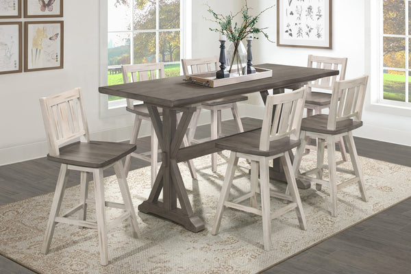 English Elm Rustic Amsonia 72" Distressed Gray Counter Height Dining Table Solid Rubberwood Sturdy Base Finish B011P194919