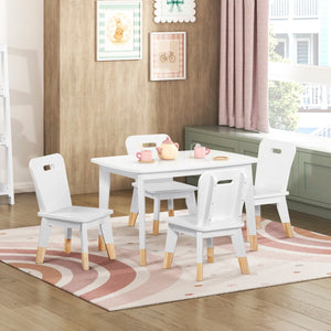 English Elm Gray Two-tone Solid Wood Kids Activity Table Set Four Chairs Playroom Furniture White B011P463888