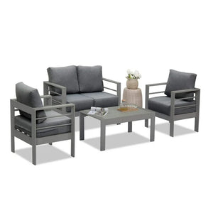English Elm 50" Cast Aluminum Outdoor Loveseat with Uv Resistant Olefin Cushions for Patio Decks Gray+Gray B082P454977
