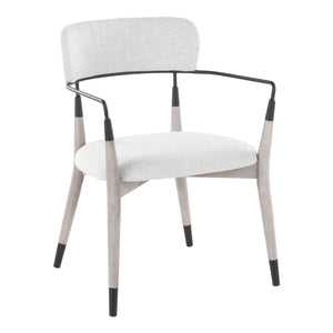 English Elm Chair Set of 2 White Faux Leather Seats with Angular Black Metal Legs Modern Dining B202P471338