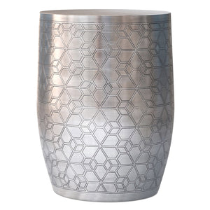 English Elm Johnsen Antique Silver 15" Geometric Pattern Accent Table – Handcrafted Iron, Etched Art Deco Design B136P361860