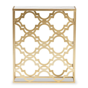 Baxton Studio Baxton Studio Calanthe Elegant Gold Metal Console Table with Marble Top for Modern Spaces H01-93949-Metal/Marble-Console