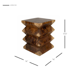 New Pacific Direct Elsie Contemporary Trembesi Side Table - Unique Hand-carved Design With Floating Effect, Fully Assembled Natural  1210024-n-npd