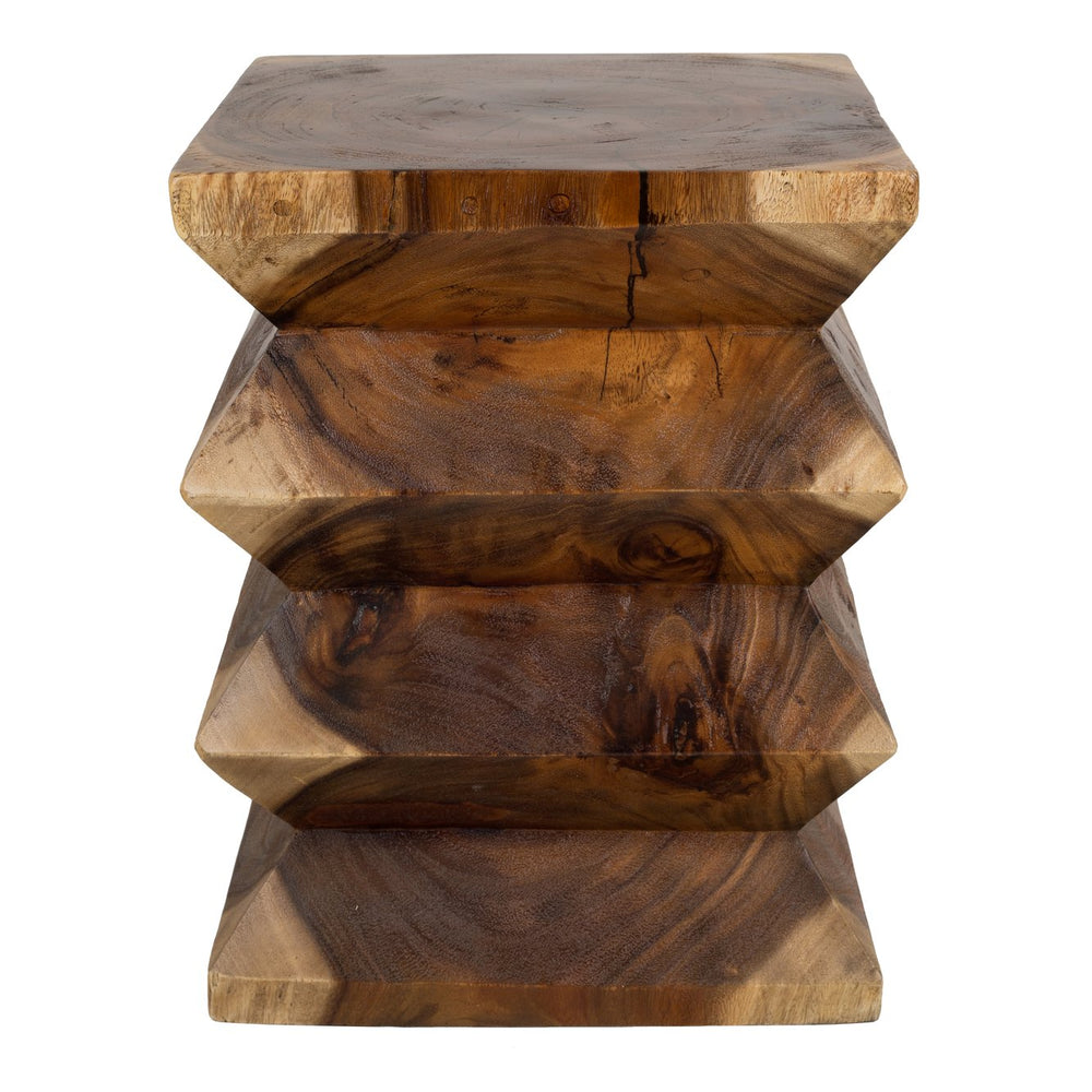New Pacific Direct Elsie Contemporary Trembesi Side Table - Unique Hand-carved Design With Floating Effect, Fully Assembled Natural  1210024-n-npd