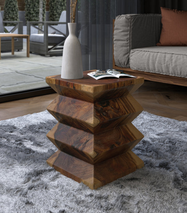 New Pacific Direct Elsie Trembesi  Side/ End Table Natural, Natural , Solid Trembesi Wood 1210024-n-npd