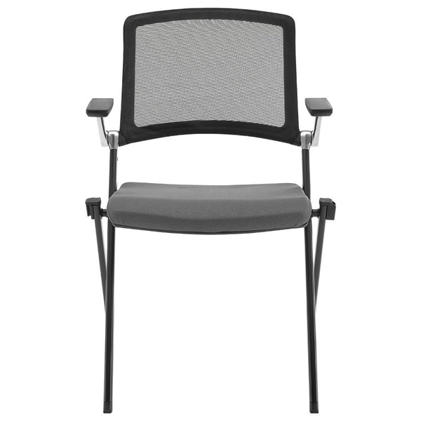 EuroStyle Hilma Mesh Back Stacking Guest Chair Set Breathable Foam Seat Matte Black Frame 12100GRY
