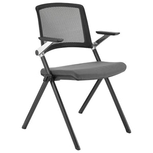 EuroStyle Hilma Mesh Back Stacking Guest Chair Set Breathable Foam Seat Matte Black Frame 12100GRY