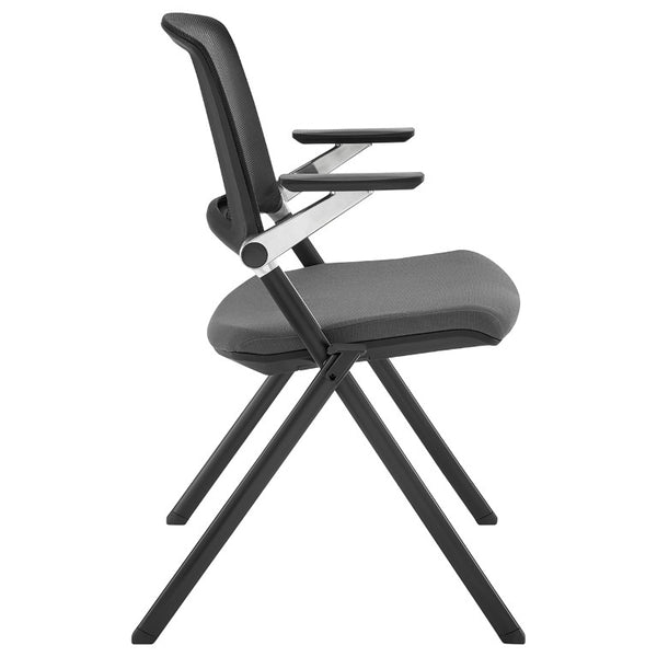 EuroStyle Hilma Mesh Back Stacking Guest Chair Set Breathable Foam Seat Matte Black Frame 12100GRY