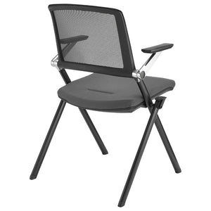 EuroStyle Hilma Mesh Back Stacking Guest Chair Set Breathable Foam Seat Matte Black Frame 12100GRY