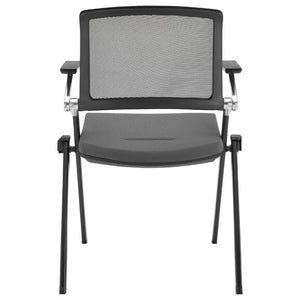 EuroStyle Hilma Mesh Back Stacking Guest Chair Set Breathable Foam Seat Matte Black Frame 12100GRY