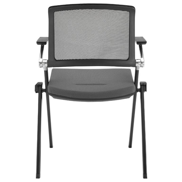 EuroStyle Hilma Mesh Back Stacking Guest Chair Set Breathable Foam Seat Matte Black Frame 12100GRY