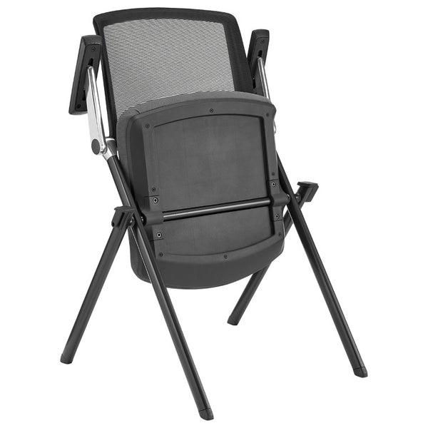 EuroStyle Hilma Mesh Back Stacking Guest Chair Set Breathable Foam Seat Matte Black Frame 12100GRY