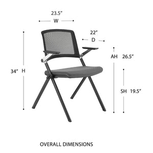 EuroStyle Hilma Mesh Back Stacking Guest Chair Set Breathable Foam Seat Matte Black Frame 12100GRY