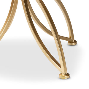 Baxton Studio Baxton Studio Gold-Finished Modern End Table with Elegant Round Marble Top for Chic Living Spaces H01-97048-Metal/Marble Side Table