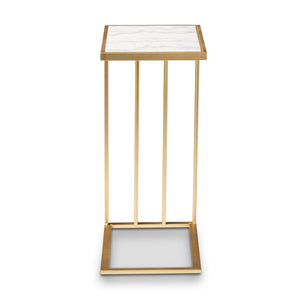 Baxton Studio Baxton Studio C-Shaped End Table with Marble Top & Gold Metal Frame - Modern Living Room Accent H01-100346-Metal/Marble Side Table