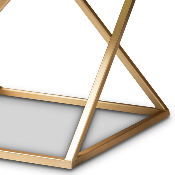Baxton Studio Baxton Studio Hadley End Table: Modern Gold Metal Base & Luxurious Marble Top for Chic Decor H01-94137-Metal/Marble Side Table
