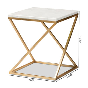 Baxton Studio Baxton Studio Hadley End Table: Modern Gold Metal Base & Luxurious Marble Top for Chic Decor H01-94137-Metal/Marble Side Table