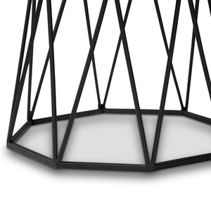 Baxton Studio Baxton Venedict Modern Black Metal End Table with Unique Octagon Marble Top for Chic Living Spaces H01-94139-Metal/Marble Side Table