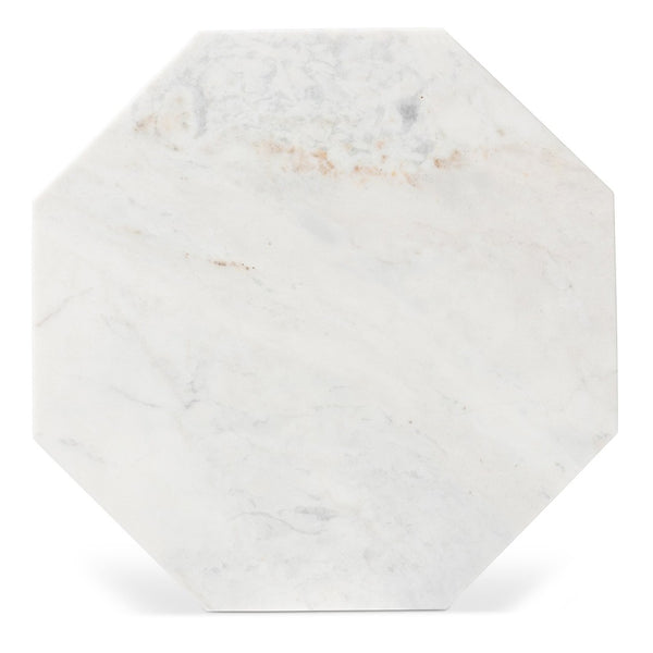 Baxton Studio Baxton Venedict Modern Black Metal End Table with Unique Octagon Marble Top for Chic Living Spaces H01-94139-Metal/Marble Side Table