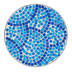 Baxton Studio Baxton Gaenor Modern Black Metal Plant Stand with Blue Glass Mosaic Top for Contemporary Spaces H01-97880-Mosaic Plant Stand