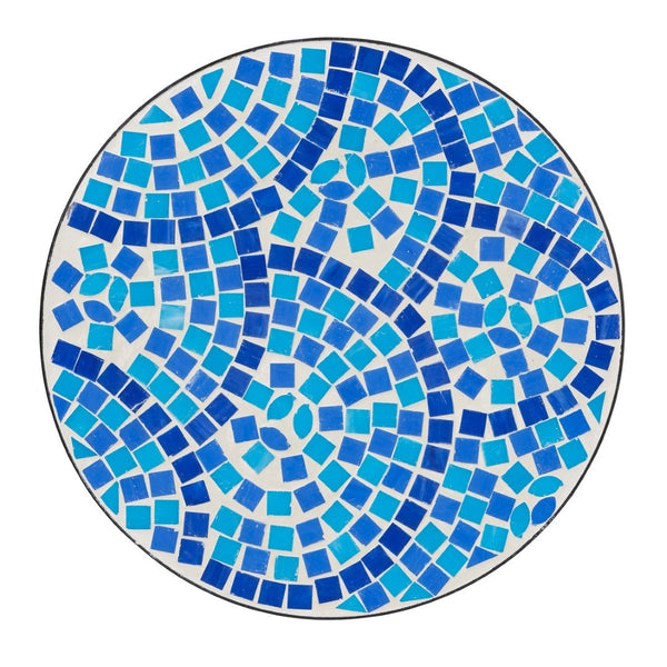 Baxton Studio Baxton Gaenor Modern Black Metal Plant Stand with Blue Glass Mosaic Top for Contemporary Spaces H01-97880-Mosaic Plant Stand