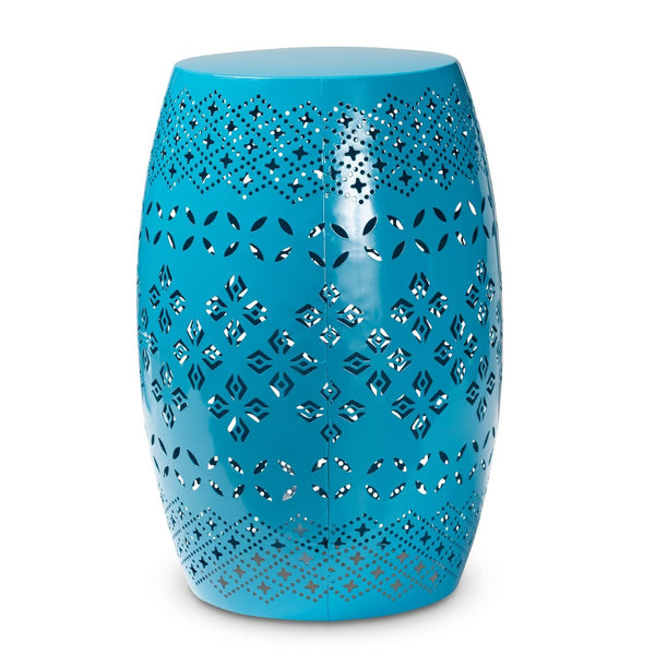 Baxton Studio Baxton Studio Modern Metal Outdoor Side Table with Geometric Cut-Out Design for Stylish Spaces Blue H01-97938C Blue Metal Side Table