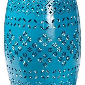 Baxton Studio Baxton Studio Modern Metal Outdoor Side Table with Geometric Cut-Out Design for Stylish Spaces Blue H01-97938C Blue Metal Side Table