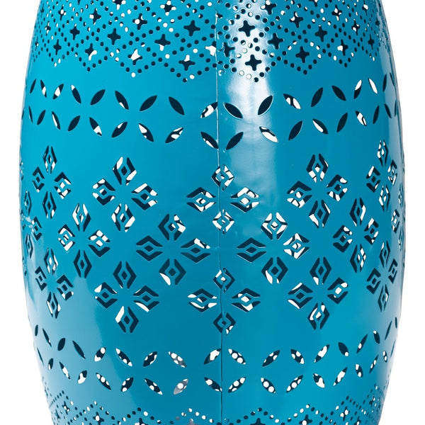 Baxton Studio Baxton Studio Modern Metal Outdoor Side Table with Geometric Cut-Out Design for Stylish Spaces Blue H01-97938C Blue Metal Side Table