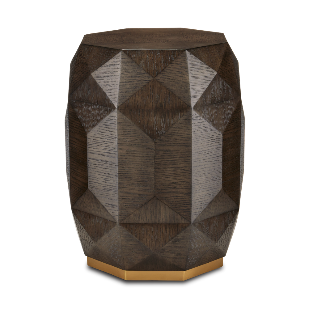 Kendall Dove Gray Accent Table – Elegant Octagonal Design with Polished Brass Base for Modern Spaces