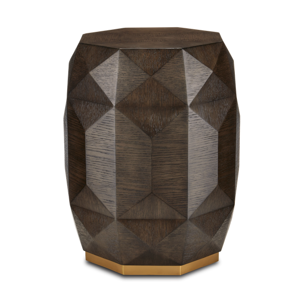 Kendall Dove Gray Accent Table – Elegant Octagonal Design with Polished Brass Base for Modern Spaces