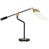 Robert Abbey Ferdinand Table Lamp Matte Black Painted Finish w/ Modern Brass Accents Cased White Glass