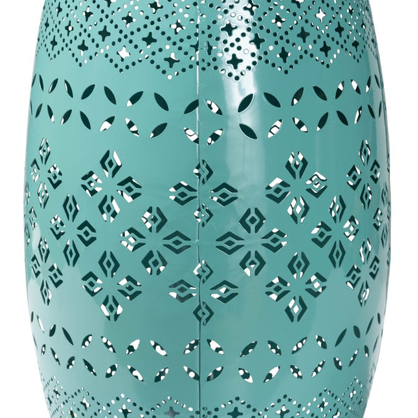 Baxton Studio Baxton Studio Modern Metal Outdoor Side Table with Geometric Cut-Out Design for Stylish Spaces Teal H01-97939E Teal Metal Side Table