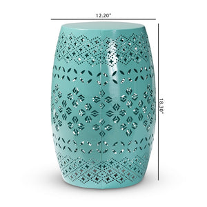 Baxton Studio Baxton Studio Modern Metal Outdoor Side Table with Geometric Cut-Out Design for Stylish Spaces Teal H01-97939E Teal Metal Side Table