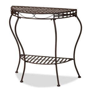 Baxton Studio Baxton Studio Modern Brown Metal Outdoor Console Table - Stylish Moon Shape for Garden Decor H01-99057A-Metal Console Table