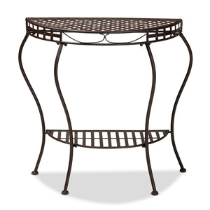 Baxton Studio Baxton Studio Modern Brown Metal Outdoor Console Table - Stylish Moon Shape for Garden Decor H01-99057A-Metal Console Table