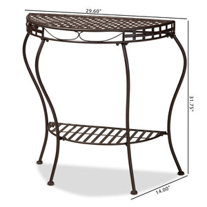 Baxton Studio Baxton Studio Modern Brown Metal Outdoor Console Table - Stylish Moon Shape for Garden Decor H01-99057A-Metal Console Table