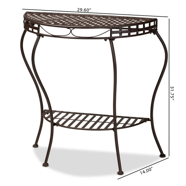 Baxton Studio Baxton Studio Modern Brown Metal Outdoor Console Table - Stylish Moon Shape for Garden Decor H01-99057A-Metal Console Table