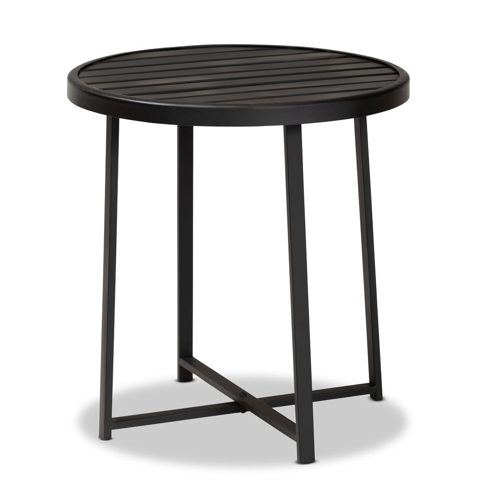 Baxton Studio Baxton Studio Modern Industrial Outdoor Side Table - Black Metal, Compact & Durable Design for Patios H01-99169-Metal Small Side Table