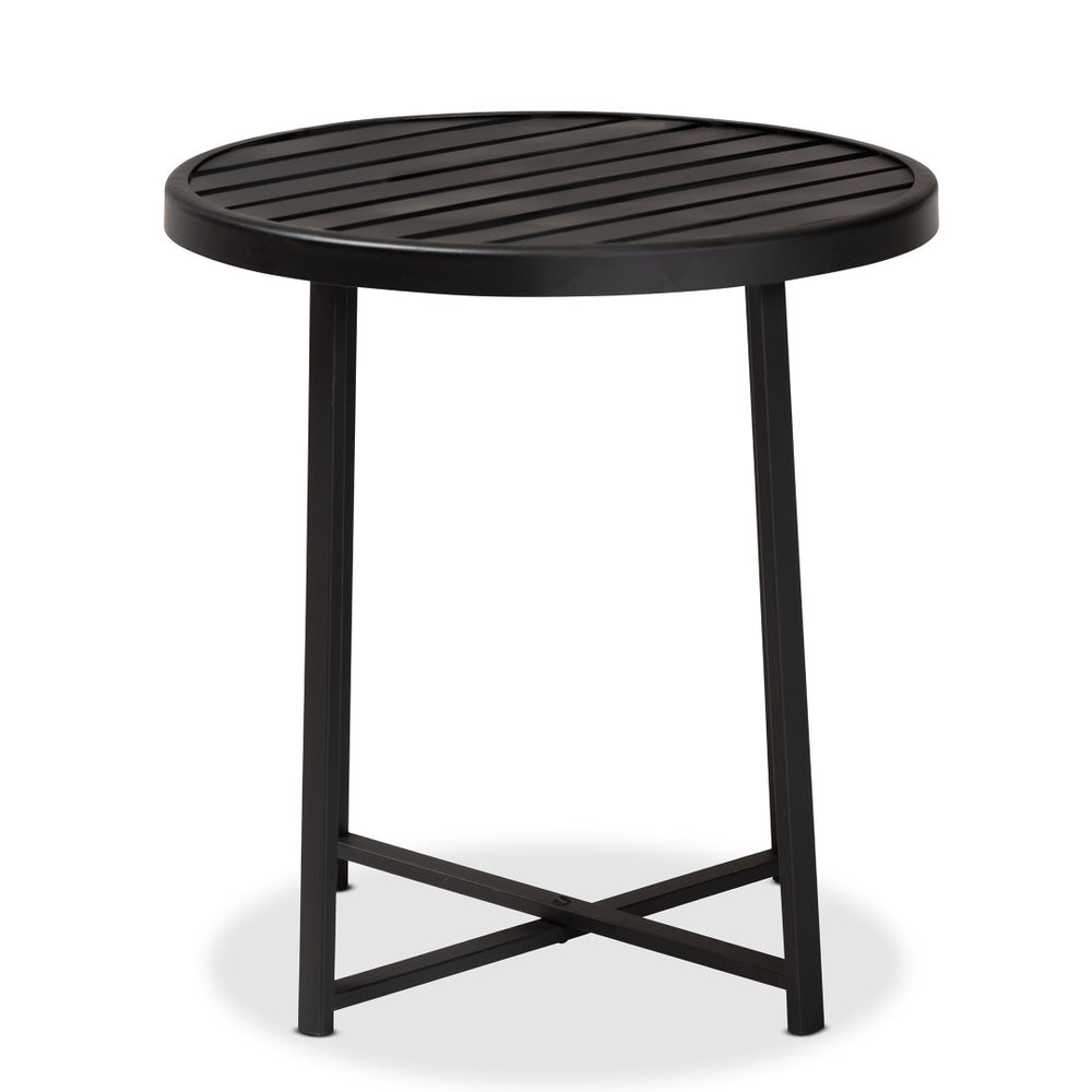 Baxton Studio Baxton Studio Modern Industrial Outdoor Side Table - Black Metal, Compact & Durable Design for Patios H01-99169-Metal Small Side Table