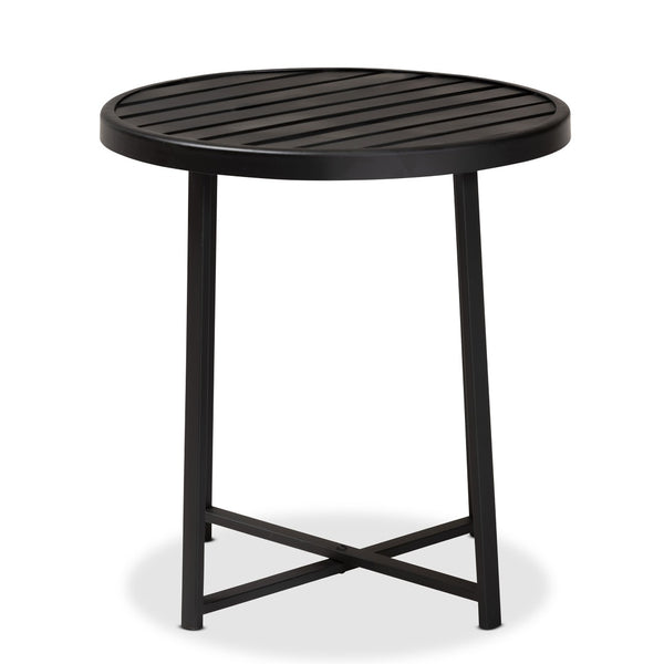 Baxton Studio Baxton Studio Modern Industrial Outdoor Side Table - Black Metal, Compact & Durable Design for Patios H01-99169-Metal Small Side Table