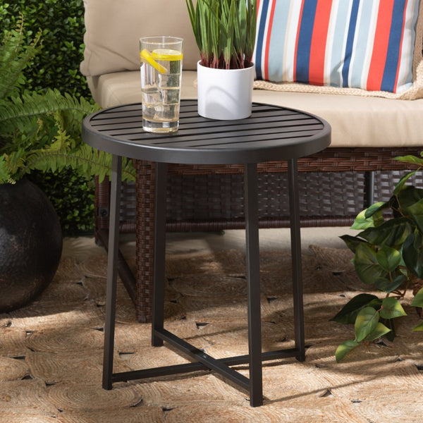 Baxton Studio Baxton Studio Modern Industrial Outdoor Side Table - Black Metal, Compact & Durable Design for Patios H01-99169-Metal Small Side Table