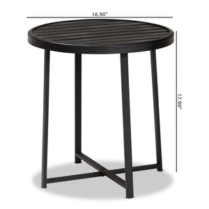 Baxton Studio Baxton Studio Modern Industrial Outdoor Side Table - Black Metal, Compact & Durable Design for Patios H01-99169-Metal Small Side Table
