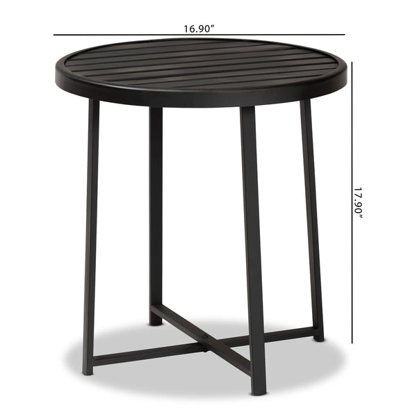 Baxton Studio Baxton Studio Modern Industrial Outdoor Side Table - Black Metal, Compact & Durable Design for Patios H01-99169-Metal Small Side Table