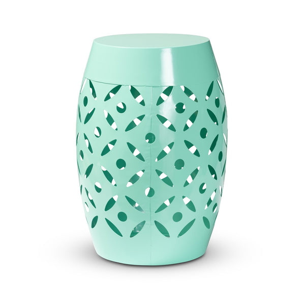 Baxton Studio Baxton Studio Hallie Modern Metal Outdoor Side Table with Geometric Design for Stylish Spaces Aqua H01-101371B Aqua Metal Side Table